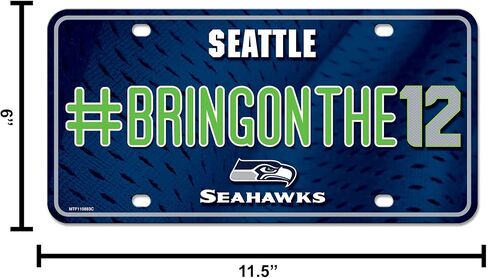 Rico Industries NFL Seattle Seahawks #Go Hawks #1 Fan Metal Auto Tag 8.5" x 11" - Great for Truck/Car/SUV in Saudi Arabia
