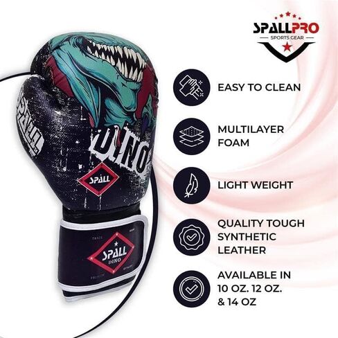 Boxing Gloves for Kids, Men & Women - Pro Training Sparring Punching Gloves - Muay Thai MMA, Kickboxing Heavy Bag Workout Leather Boxing Training Gloves - Dino in Saudi Arabia