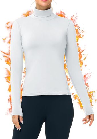 Roadbox Womens Thermal Underwear Tops, Turtleneck Warm Fleece Lined Long Sleeve Shirts, Winter Cold Weather Ski Base Layer in Saudi Arabia