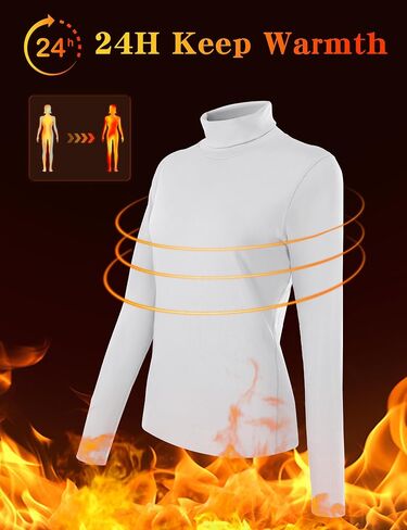 Roadbox Womens Thermal Underwear Tops, Turtleneck Warm Fleece Lined Long Sleeve Shirts, Winter Cold Weather Ski Base Layer in Saudi Arabia