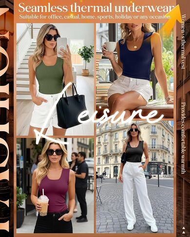 4 Pack Women's Thermal Tank Tops Sleeveless Underwear Base Layer Undershirt Camisole for Cold Weather in Saudi Arabia