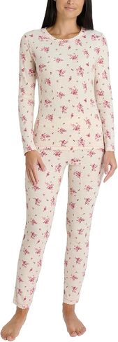 مجموعة الملابس الداخلية الحرارية النسائية من Laura Ashley - قميص وسروال طويل الأكمام بطبقة أساسية ناعمة من الوافل in Saudi Arabia