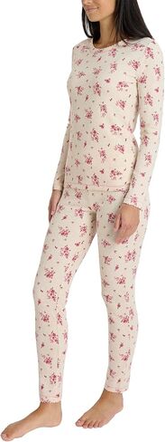 مجموعة الملابس الداخلية الحرارية النسائية من Laura Ashley - قميص وسروال طويل الأكمام بطبقة أساسية ناعمة من الوافل in Saudi Arabia