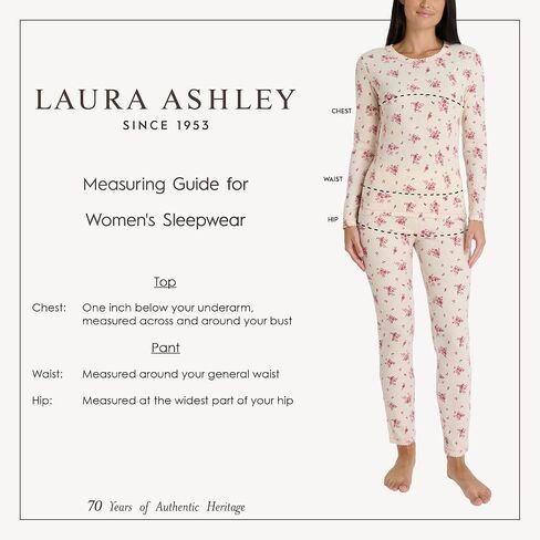 مجموعة الملابس الداخلية الحرارية النسائية من Laura Ashley - قميص وسروال طويل الأكمام بطبقة أساسية ناعمة من الوافل in Saudi Arabia