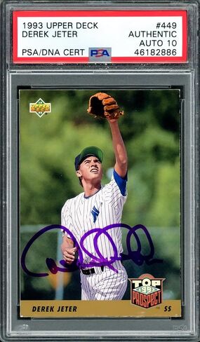 Derek Jeter Autographed 1993 Upper Deck Rookie Card #449 New York Yankees Auto Grade Gem Mint 10 Vintage Signature PSA/DNA #46182886 - Baseball Slabbed Autographed Rookie Cards in Saudi Arabia