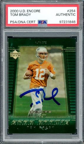توم برادي موقعة 2000 Upper Deck UD Encore Rookie Card # 254 New England Patriots PSA/DNA #97231846 - بطاقات مبتدئة موقعة من كرة القدم in Saudi Arabia