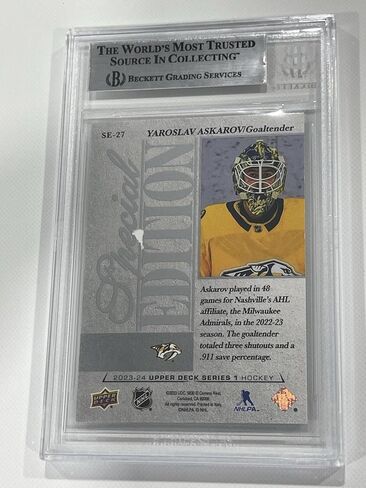 Yaroslav Askarov Signed UD Special Edition Card Slabbed Beckett BAS IP Auto a - Hockey Slabbed Autographed Rookie Cards in Saudi Arabia