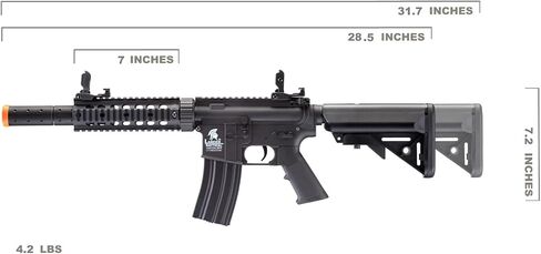 Lancer التكتيكية Gen 2 مسدس Airsoft متين SD M4 بوليمر - بندقية Piactinny Rail AEG كاملة/شبه تلقائية مع 0.20 جرام BBS وشاحن وبطارية in Kuwait