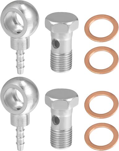 ACROPIX 14mm ID 6mm OD M14x1.5 Banjo Bolt Hose Barb Fittings Universal Banjo Fitting Fuel Line with Screw Washer for Motorcycle Silver Tone - Pack of 8 in Saudi Arabia