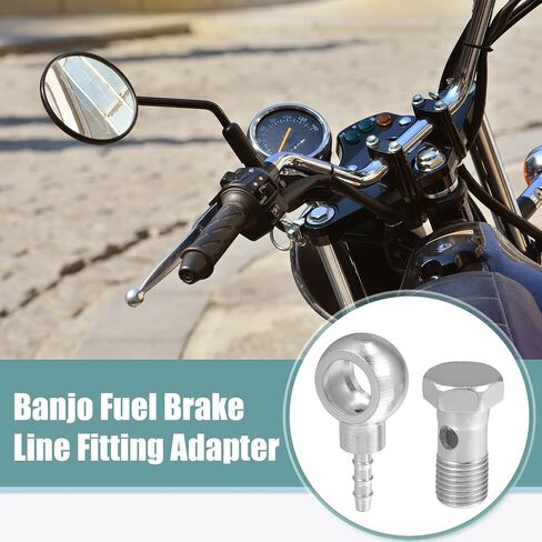ACROPIX 14mm ID 6mm OD M14x1.5 Banjo Bolt Hose Barb Fittings Universal Banjo Fitting Fuel Line with Screw Washer for Motorcycle Silver Tone - Pack of 8 in Saudi Arabia