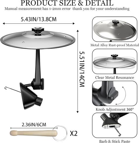Car Cymbal Air Vent Car Symbol Drum Crash Cymbal w/Mini Drum Stick,Mini Drum Cymbal,Add Fun to Your Drive,Funny Musical Instruments Gadget for Drummer Music Lovers Gift,Car Accessory All Vehicle Types in Saudi Arabia