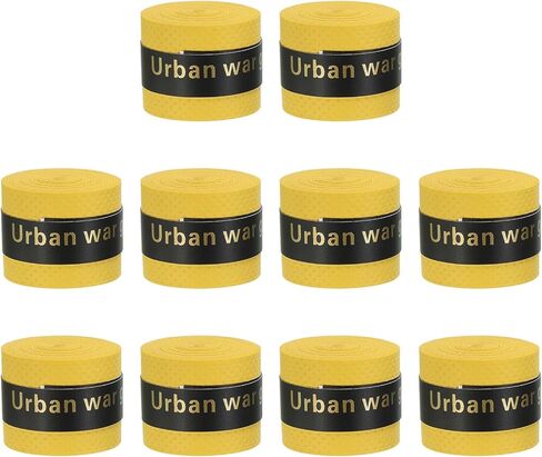 Tennis Badminton Racket Overgrip, 10 Pack Anti Slip Racquet Grip Tape Absorbs Sweat Drum Stick Tape Wrap for Drumstick Baseball Pickleball Paddle, Yellow in Saudi Arabia