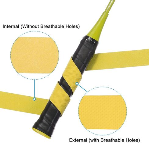 Tennis Badminton Racket Overgrip, 10 Pack Anti Slip Racquet Grip Tape Absorbs Sweat Drum Stick Tape Wrap for Drumstick Baseball Pickleball Paddle, Yellow in Saudi Arabia