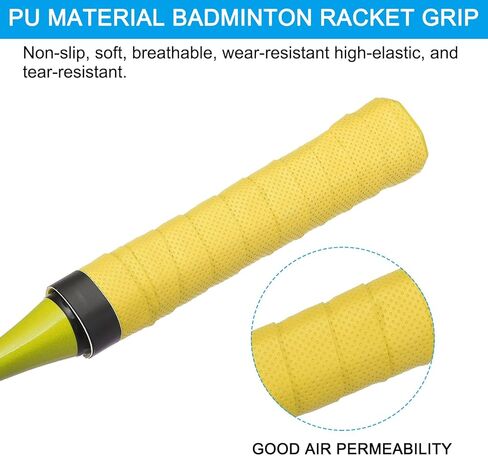 Tennis Badminton Racket Overgrip, 10 Pack Anti Slip Racquet Grip Tape Absorbs Sweat Drum Stick Tape Wrap for Drumstick Baseball Pickleball Paddle, Yellow in Saudi Arabia