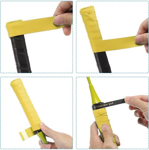 Tennis Badminton Racket Overgrip, 10 Pack Anti Slip Racquet Grip Tape Absorbs Sweat Drum Stick Tape Wrap for Drumstick Baseball Pickleball Paddle, Yellow in Saudi Arabia