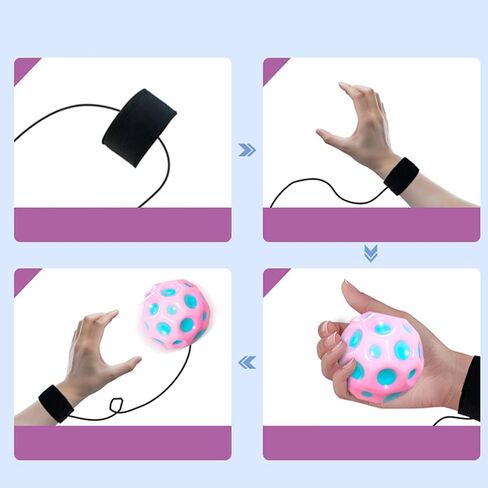 High Bounce Ball Super Bouncing Ball on a String with Wrist Strap (2-Pack) - Colorful Bounce Space Balls for Stress Relief, Indoor & Outdoor Sports Training in Saudi Arabia