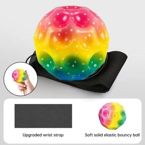 High Bounce Ball Super Bouncing Ball on a String with Wrist Strap (2-Pack) - Colorful Bounce Space Balls for Stress Relief, Indoor & Outdoor Sports Training in Saudi Arabia