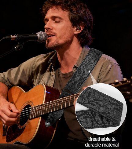 Guitar Strap - Adjustable Woven Cotton Jacquard Strap with PU Leather Ends for Electric, Acoustic and Bass Guitar in Saudi Arabia