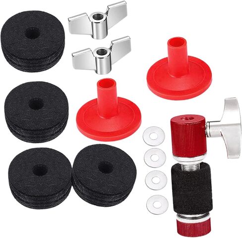 Drum Cymbal Felt Pads with Metal Washers Non-slip Protection for Drum Kit Clutch Accessories Compatible with Various Brands Stylish Red in Saudi Arabia