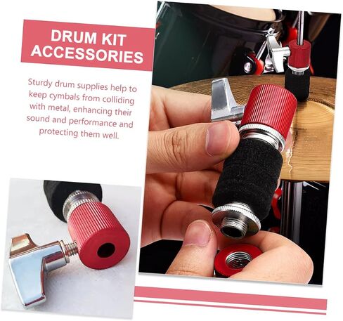 Drum Cymbal Felt Pads with Metal Washers Non-slip Protection for Drum Kit Clutch Accessories Compatible with Various Brands Stylish Red in Saudi Arabia