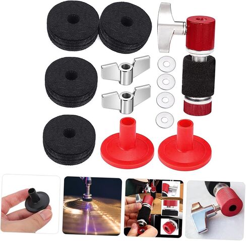 Drum Cymbal Felt Pads with Metal Washers Non-slip Protection for Drum Kit Clutch Accessories Compatible with Various Brands Stylish Red in Saudi Arabia