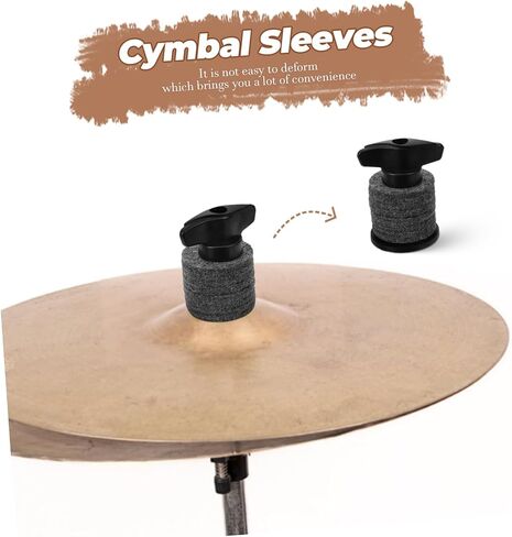 2 Sets Drum Cymbal Sleeves with Felt Pads and Hand-twist Nut Lightweight Percussion Accessories for Drum Kits Easy Replacement and Use in Saudi Arabia