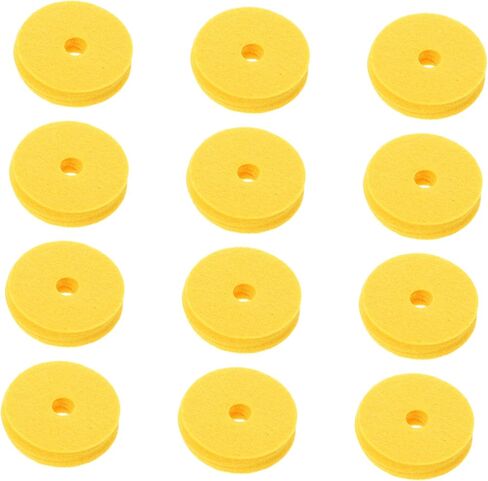 12pcs Yellow Drum Felt Pads Thick Cymbal Washers Noise Reduction Cushions for Cymbal Stand Protection Percussion Accessory Kit for Drum in Saudi Arabia