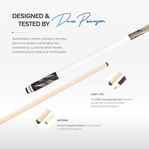 عصا بلياردو من PEARSON Cues PK Series من قطعتين من خشب القيقب مع عمود منخفض الانحراف، طرف احترافي للمفاصل المعقدة، خيارات وزن 18-21 أونصة، جديلة احترافية قابلة للتخصيص in Kuwait