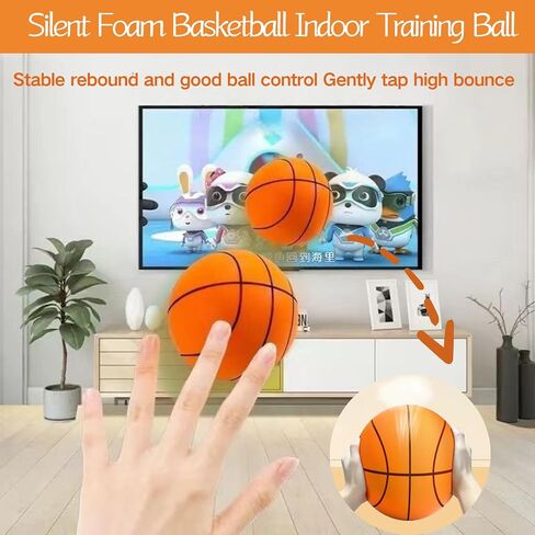 2025 Upgrade Silent Basketball Size 7 (29.5"), Grooved Airless Indoor Basketball, Highly Elastic Quiet Foam Ball,Indoor Training and Without Noise in Saudi Arabia