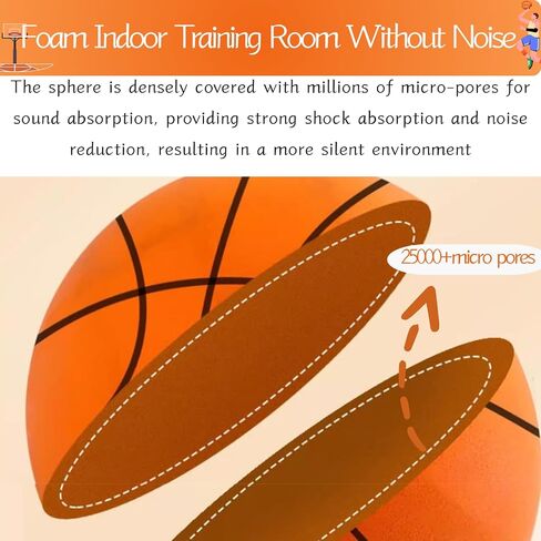 2025 Upgrade Silent Basketball Size 7 (29.5"), Grooved Airless Indoor Basketball, Highly Elastic Quiet Foam Ball,Indoor Training and Without Noise in Saudi Arabia