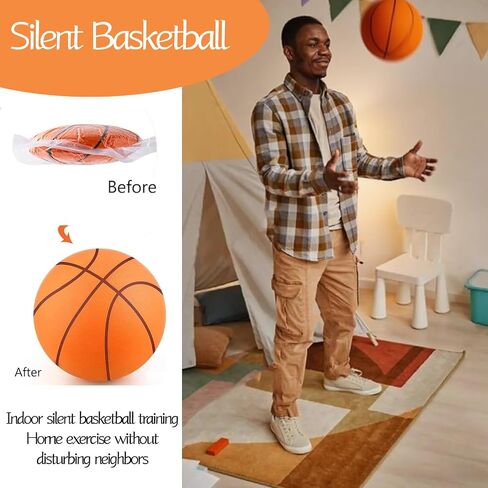 2025 Upgrade Silent Basketball Size 7 (29.5"), Grooved Airless Indoor Basketball, Highly Elastic Quiet Foam Ball,Indoor Training and Without Noise in Saudi Arabia