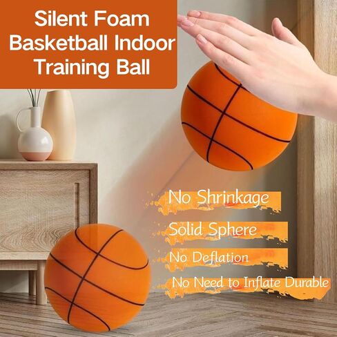 2025 Upgrade Silent Basketball Size 7 (29.5"), Grooved Airless Indoor Basketball, Highly Elastic Quiet Foam Ball,Indoor Training and Without Noise in Saudi Arabia