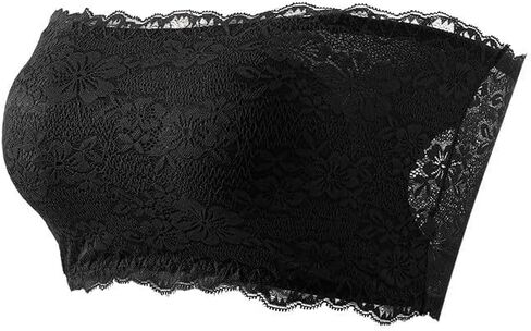 Floral Lace Bandeau Bra for Women Plus Size Wirefree Strapless Stretchy Tube Top Seamless Underoutfit Bralettes in Saudi Arabia