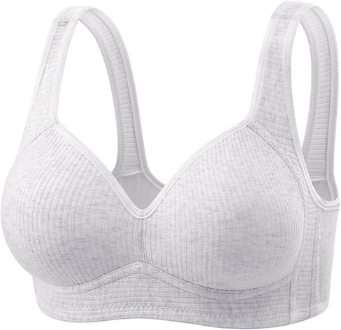 Full Coverage Bras for Womens Comfortable Ribbed No Underwire Seamless Bralette Push Up V Neck Support Everyday Bra in Saudi Arabia