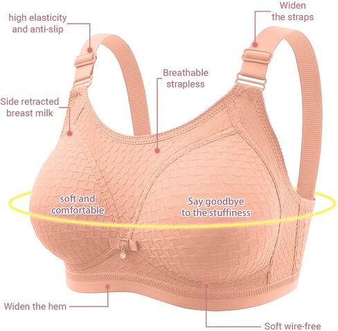 Wireless Bra for Older Women Full Coverage Seamless Supportive Push Up T-Shirt Bras Everyday Soild Color Bralettes in Saudi Arabia