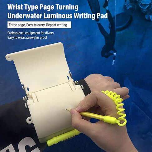 Asixxsix Wrist Diving Slate, 3 Page Turning Design Luminous Water Proof Underwater Writing Pad, Diving Writing Board with Pencil & 4 Rubber Rings for Divers, Snorkelers, Freedivers in Saudi Arabia