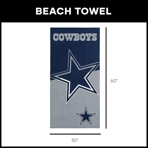 Northwest NFL Dallas Cowboys Microfiber Beach Towel, 30 x 60 Inches – Quick Dry, Sand Resistant, Lightweight, Highly Absorbent, Incisor Design in Saudi Arabia