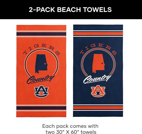 Northwest Auburn Tigers NCAA Homebreak Beach Towel 2 Pack 30 x 60 Inches in Saudi Arabia