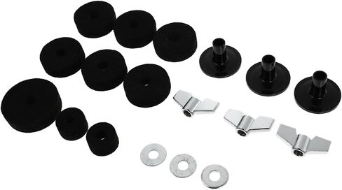 18pcs Drum Kit Felt Pads Set Black Non-slip Cymbal Pads Drum Set Gadgets with Dish Nuts and Washers for Drummers Beginners Percussionists in Saudi Arabia