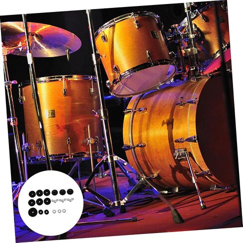 18pcs Drum Kit Felt Pads Set Black Non-slip Cymbal Pads Drum Set Gadgets with Dish Nuts and Washers for Drummers Beginners Percussionists in Saudi Arabia