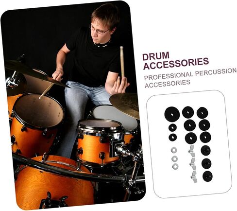 18pcs Drum Kit Felt Pads Set Black Non-slip Cymbal Pads Drum Set Gadgets with Dish Nuts and Washers for Drummers Beginners Percussionists in Saudi Arabia