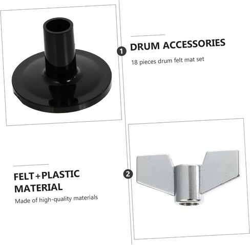 18pcs Drum Kit Felt Pads Set Black Non-slip Cymbal Pads Drum Set Gadgets with Dish Nuts and Washers for Drummers Beginners Percussionists in Saudi Arabia