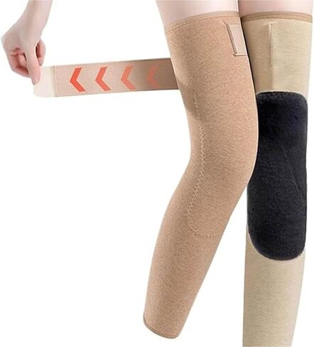 Winter Seamless Knee Warmers with Pockets, Thick Plush Fleece Lined Knee Sleeves, Adjustable Thermal Leg Warmers in Saudi Arabia