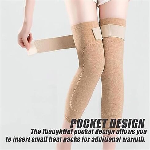 Winter Seamless Knee Warmers with Pockets, Thick Plush Fleece Lined Knee Sleeves, Adjustable Thermal Leg Warmers in Saudi Arabia