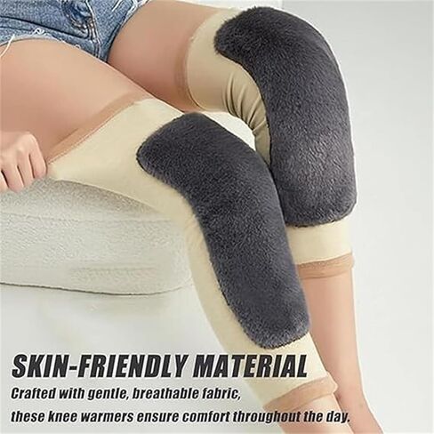 Winter Seamless Knee Warmers with Pockets, Thick Plush Fleece Lined Knee Sleeves, Adjustable Thermal Leg Warmers in Saudi Arabia