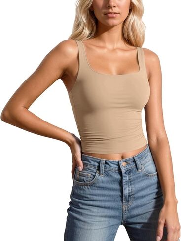 قمصان علوية للتمرين للسيدات مع حمالة صدر مدمجة ورقبة مربعة وقميص قصير لطيف بدون خياطة وقصة ضيقة وقمصان رياضية أساسية لليوجا in Kuwait