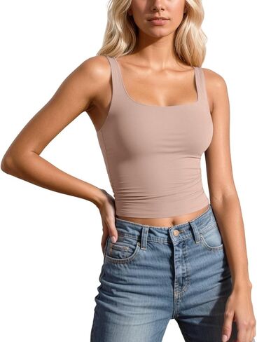 قمصان علوية للتمرين للسيدات مع حمالة صدر مدمجة ورقبة مربعة وقميص قصير لطيف بدون خياطة وقصة ضيقة وقمصان رياضية أساسية لليوجا in Kuwait