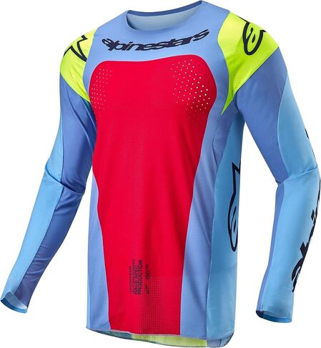 Alpinestars 3767024-7064-M: Techstar Ocuri Jersey Lt Blue/Ylw Fluo/Red Berry Md in Saudi Arabia