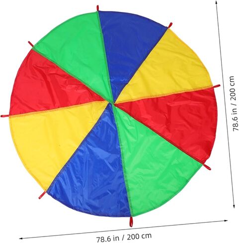 لعبة مظلة قوس قزح للأولاد والبنات بطول 2 متر من BESPORTBLE للألعاب الخارجية وأنشطة التعلم في مرحلة ما قبل المدرسة وتنمية المهارات الحركية وألوان جذابة لقطر اللعب التعاوني in Kuwait