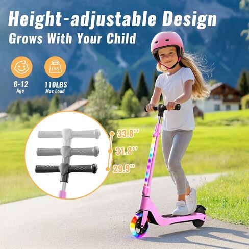 LIEAGLE Electric Scooter for Kids Ages 6-12, LED Light-Up Deck, Kids Scooters with 3 Adjustment Levels Handlebar to 36 Inches High,5.3" Wheel UL Certificated Kick Scooter in Saudi Arabia
